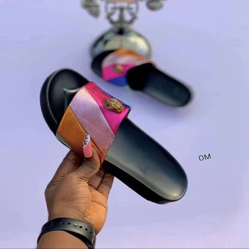 Rainbow Leather Slides