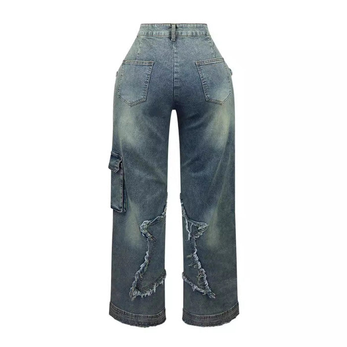 Distressed Star Jeans