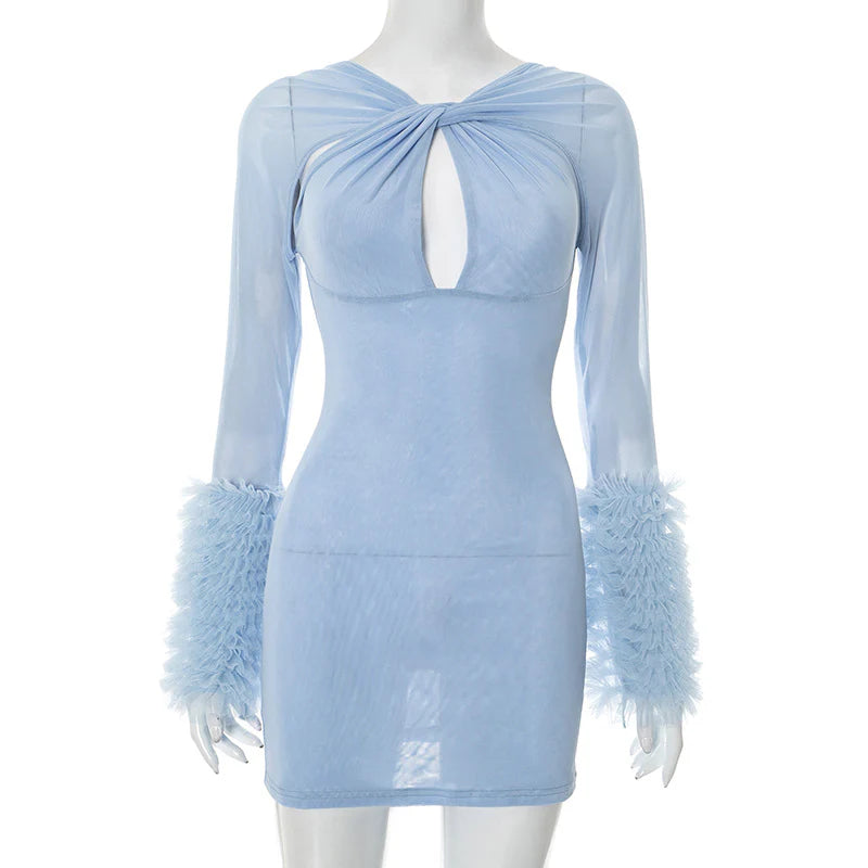 Cross-Cut Mesh Dress