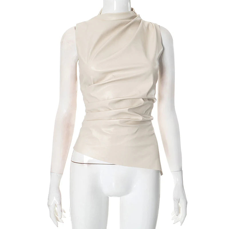 Leather Sleeveless Tops