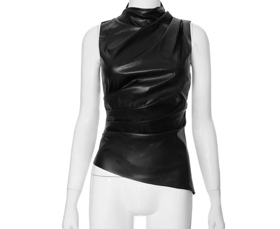 Leather Sleeveless Tops