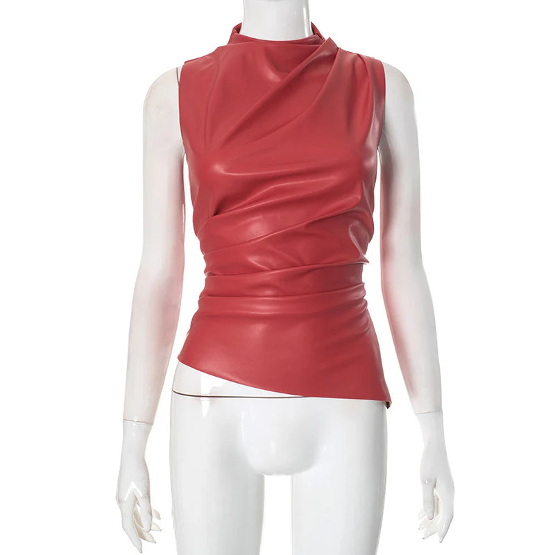 Leather Sleeveless Tops
