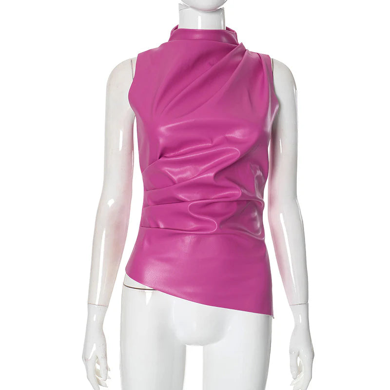 Leather Sleeveless Tops
