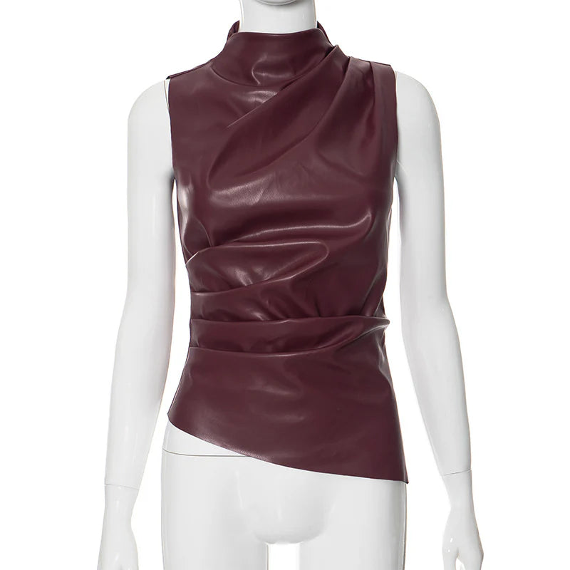 Leather Sleeveless Tops