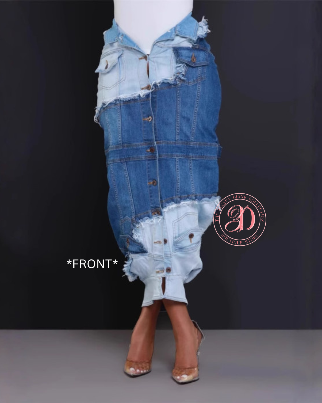 Patchwork Denim Skirt